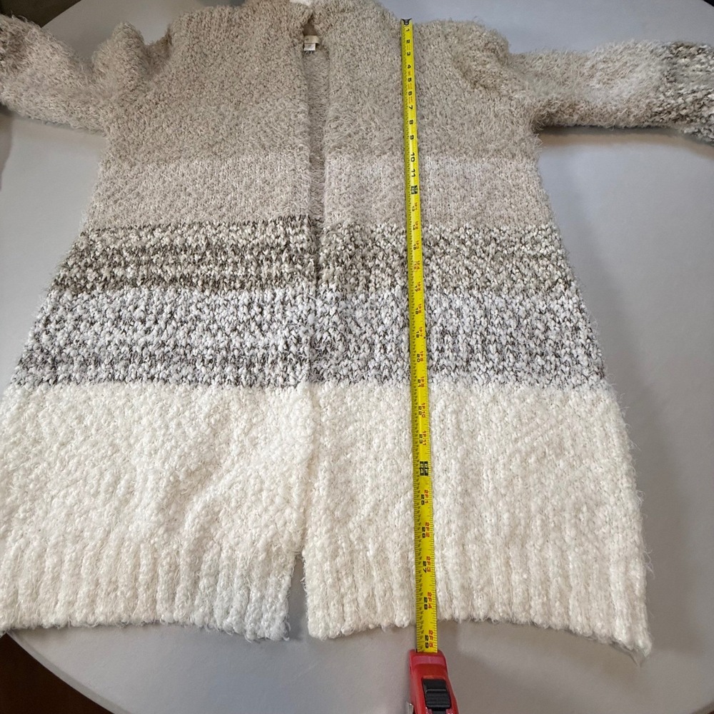 Est 1946 Women XL Tan Cream Colorblock Hooded Eyelash Knit Cardigan Sweater EUC - Picture 8 of 8